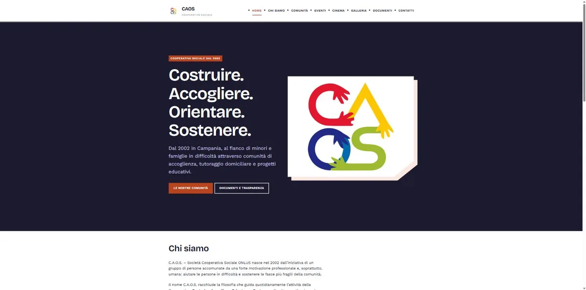 Homepage del sito Coop CAOS